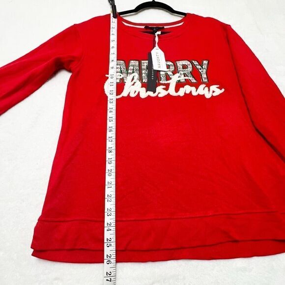 Anthropologie Jane + Delancey Red Merry Christmas Graphic Sweatshirt Size S NWT - Picture 7 of 7